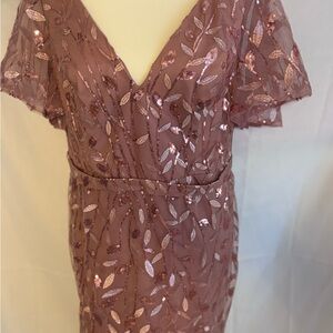 Ever Pretty Pink Flutter Sleeve Sheath Dress